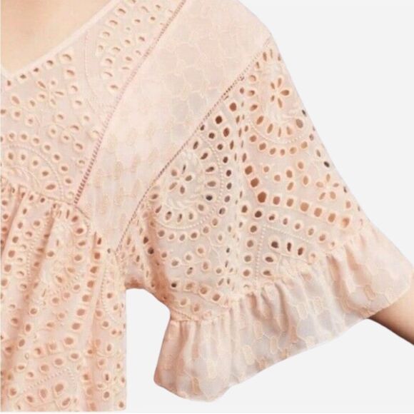 Anthropologie Akemi & Kin Brooke Eyelet Babydoll Oversized Dress Pink Size 2 - Picture 2 of 10